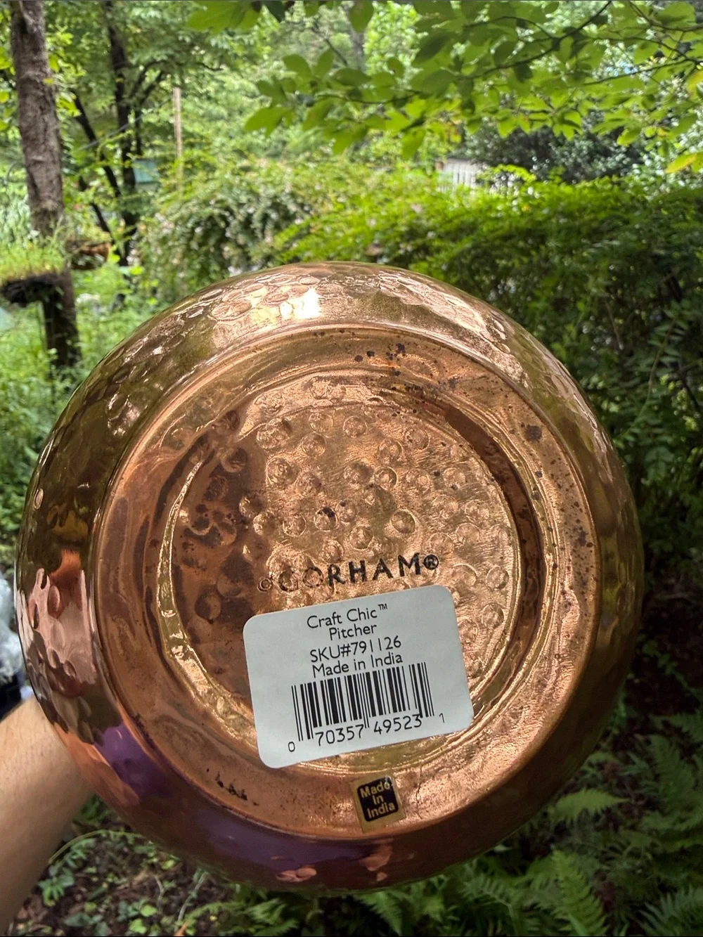 Gorham Hammered Copper-Tone Pitcher in Warm Copper